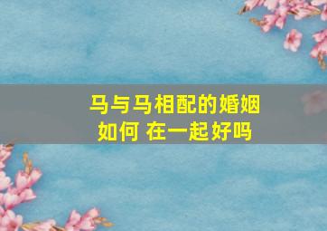 马与马相配的婚姻如何 在一起好吗